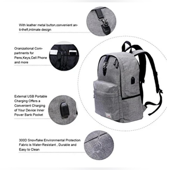 LAPTOP BACKPACK-BEYLE ANTI-THEFT WATER RESISTANT TRAVEL LAPTOP BACKPACK - Picture 4 of 7